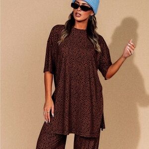 Dressed in LALA Brown Animal Print Set